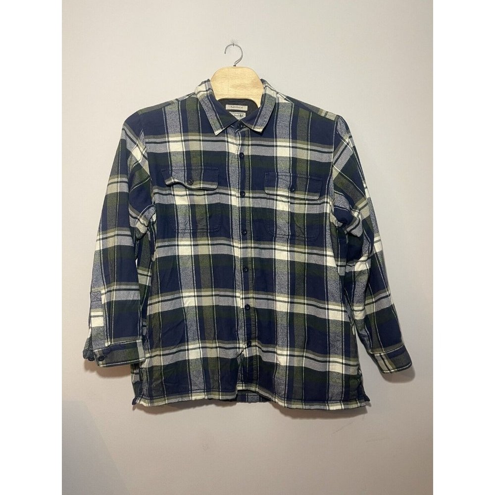LL Bean Shirt Men’s XXL Blue Plaid‎ Shacket Fleece Lined